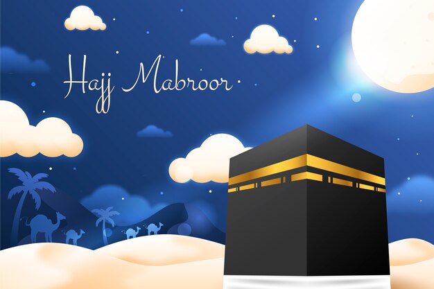 Realistic hajj event background with clouds