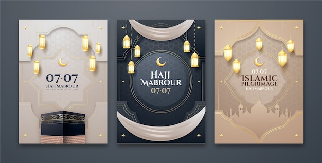 Free vector realistic hajj mubarak cards