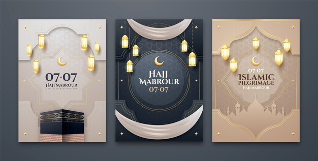 Realistic hajj mubarak cards