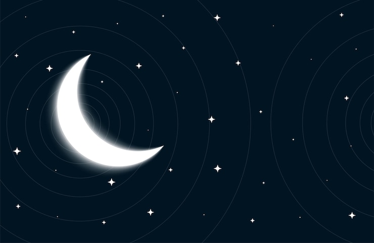 Free Vector realistic half moon and starry midnight background design