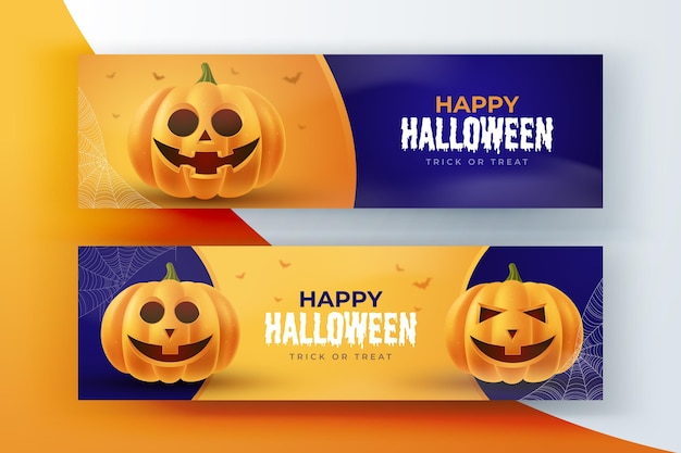 Realistic halloween banners set