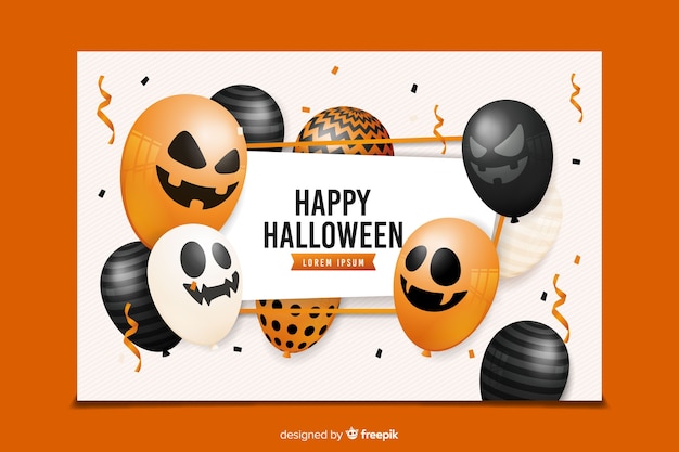 Vettore gratuito realistici banner di halloween con varietà di palloncini