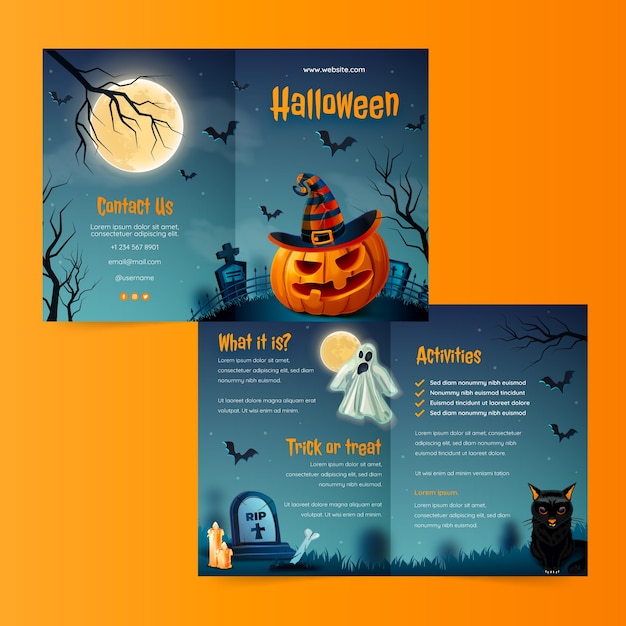 Vettore gratuito modello di brochure di halloween realistico