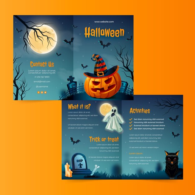Реалистичный шаблон брошюры на хэллоуин