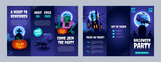 Realistic halloween brochure template