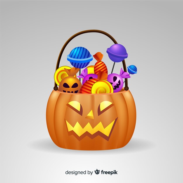 Realistic halloween candies bag