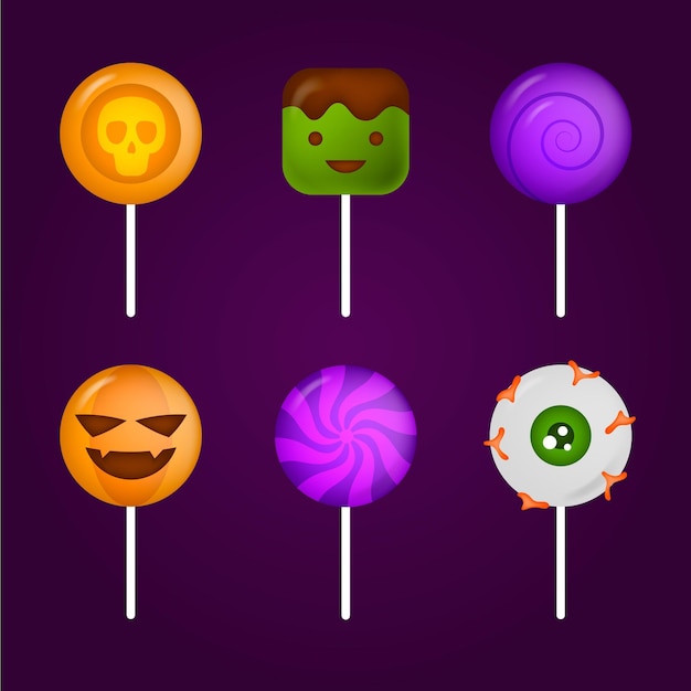 Free vector realistic halloween candy collection