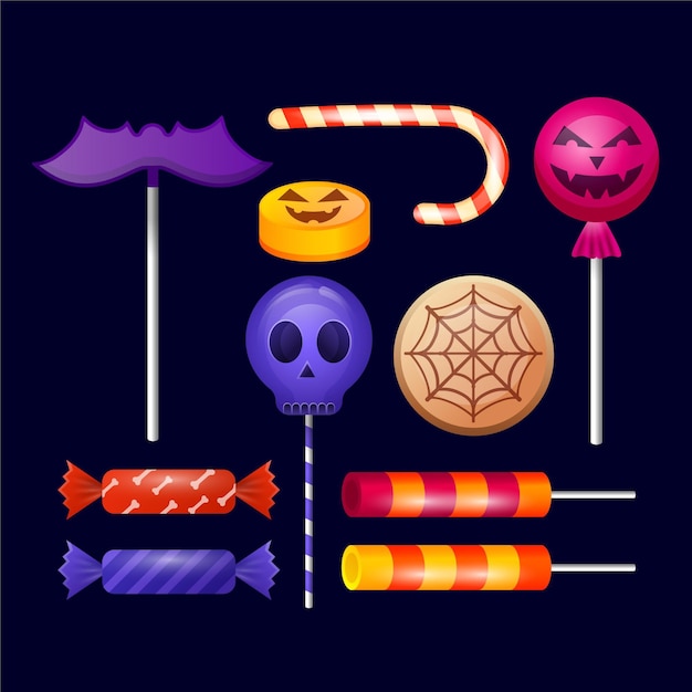 Free vector realistic halloween candy collection