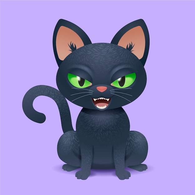 Free vector realistic halloween cat illustration