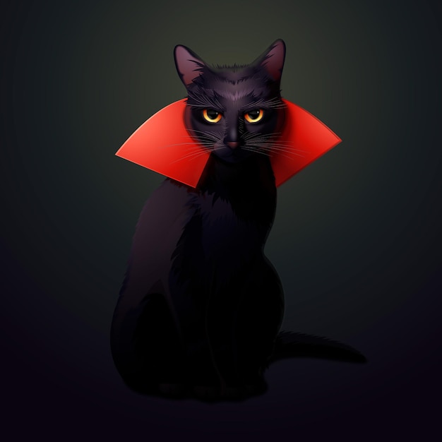 Realistic halloween cat illustration