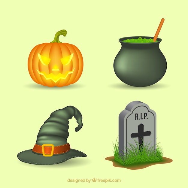 Realistic halloween element collection