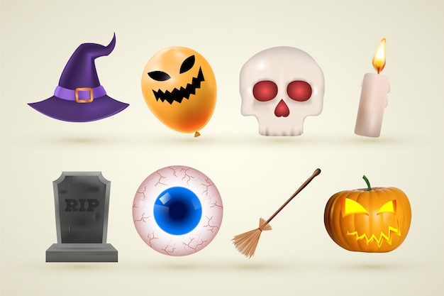 Realistic halloween element collection