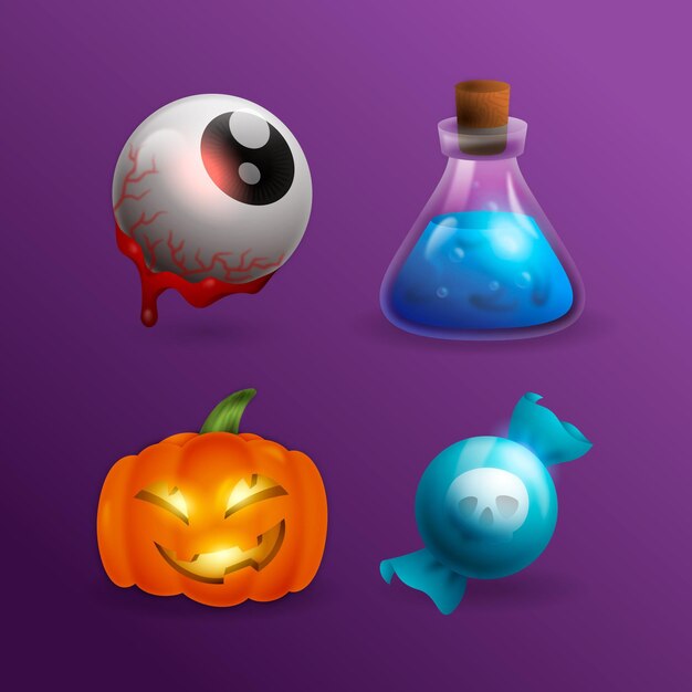 Realistic halloween element collection