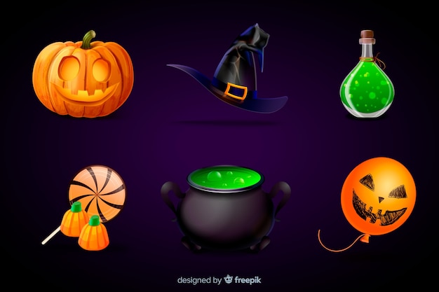 Realistic halloween element collection