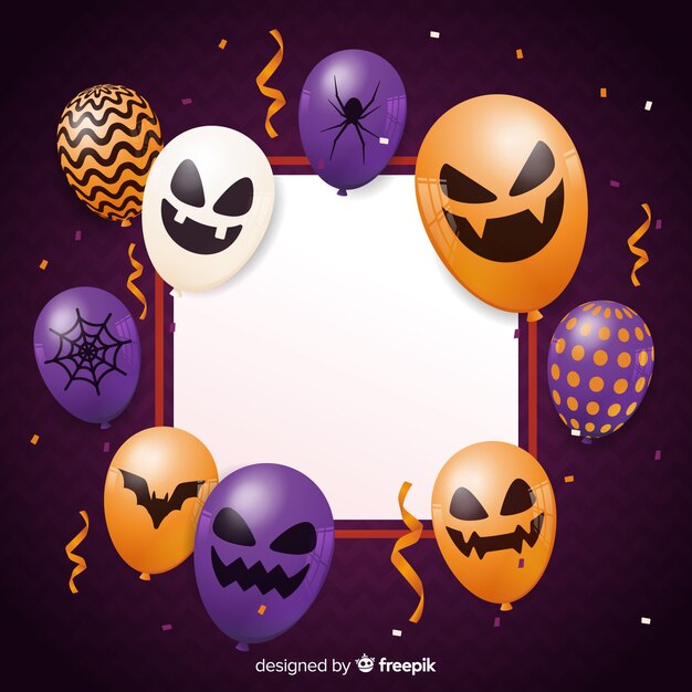 Realistic halloween evil balloons background