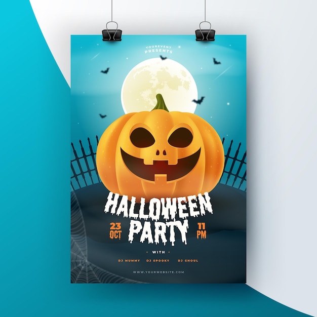 Realistic halloween flyer template