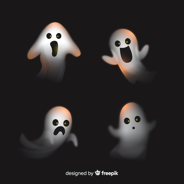 Vettore gratuito collezione di fantasmi di halloween realistici
