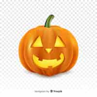 Free vector realistic halloween happy pumpkin with transparent background