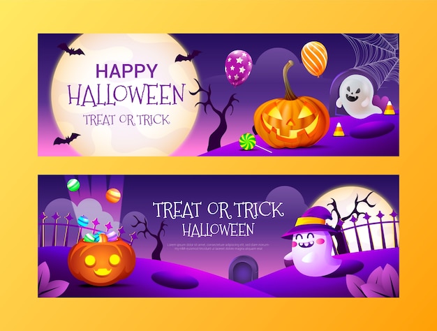 Realistic halloween horizontal banner template