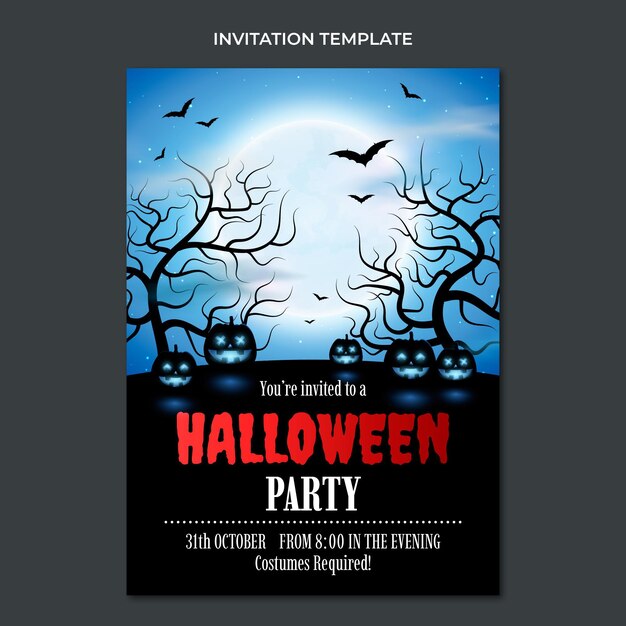 Realistic halloween invitation template