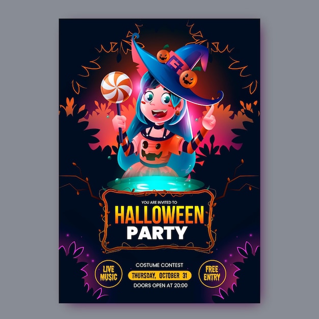 Free vector realistic halloween party flyer template