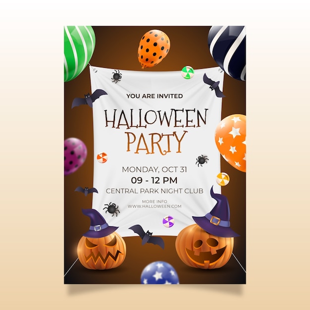 Realistic halloween party invitation template