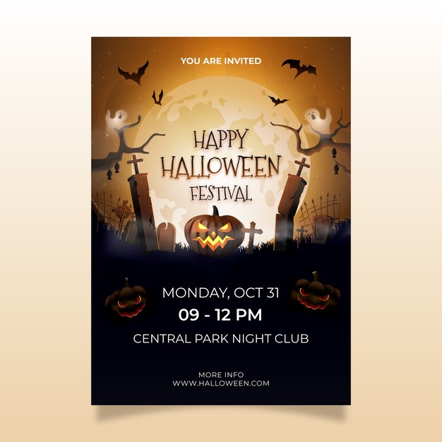 Realistic halloween party invitation template