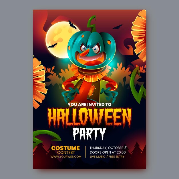 Realistic halloween party poster template