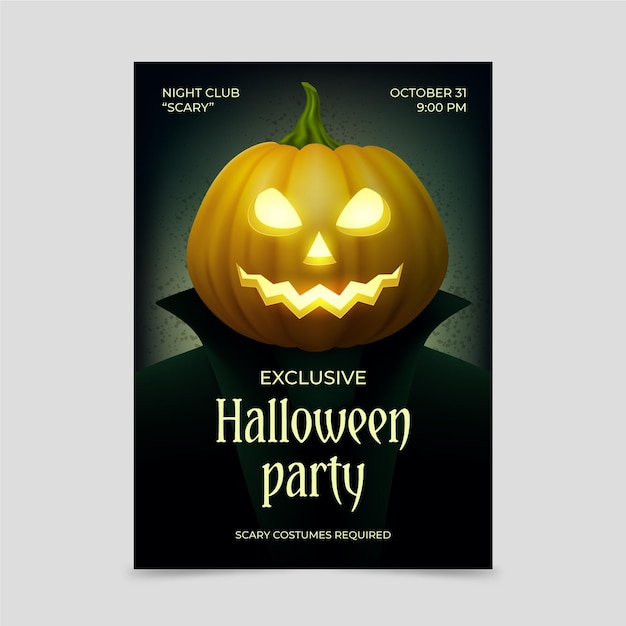 Realistic halloween party poster