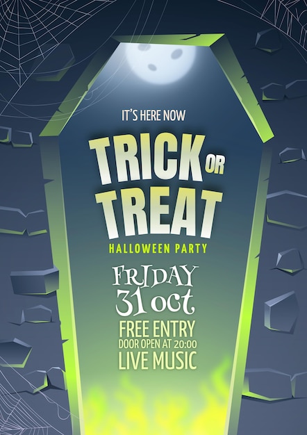 Realistic halloween party vertical poster template