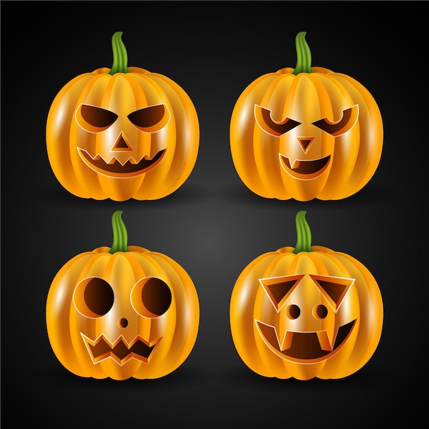 Free vector realistic halloween pumpkin collection