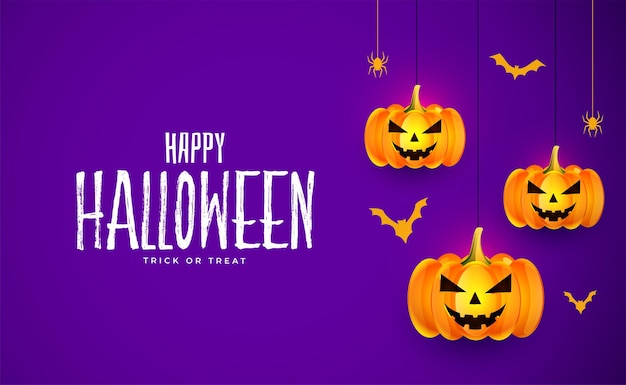 Realistic halloween pumpkins card background