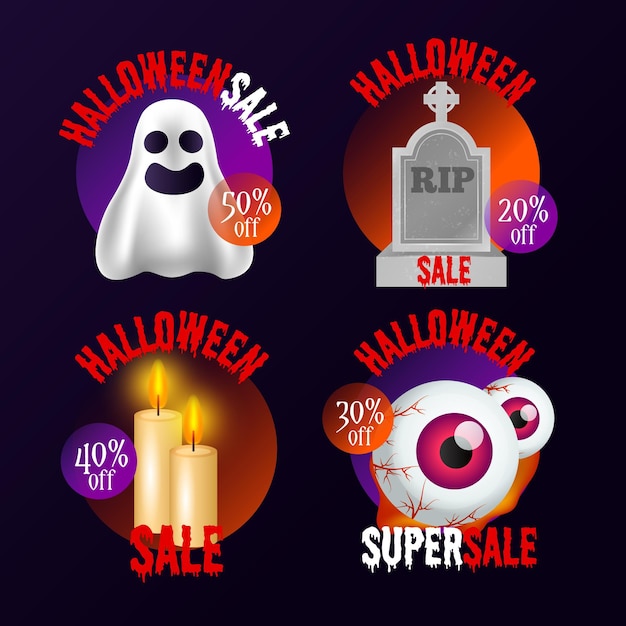 Collezione realistica di badge di vendita di halloween