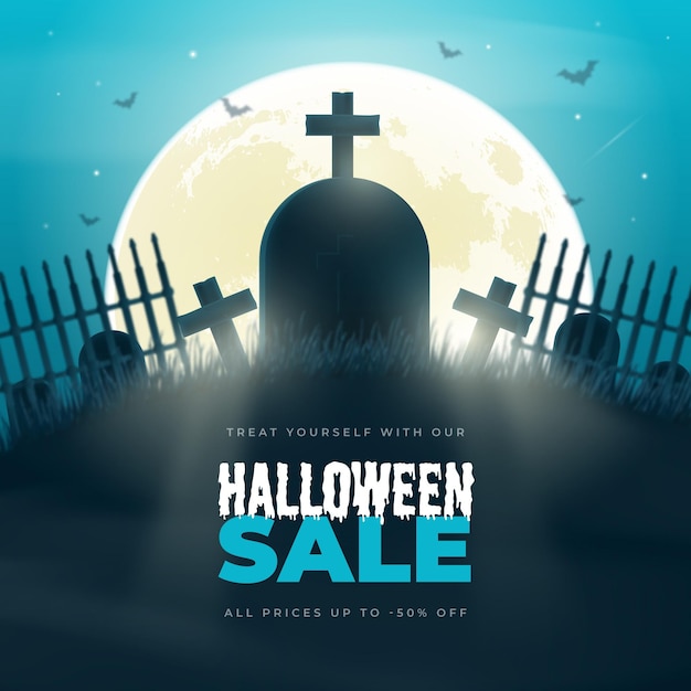 Free vector realistic halloween sale illustration