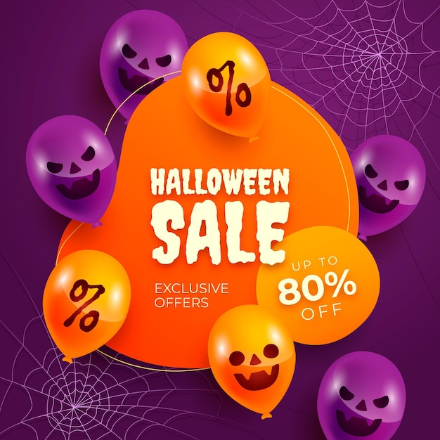 Free vector realistic halloween sale illustration