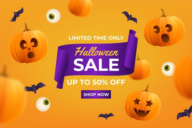 Free vector realistic halloween sale illustration