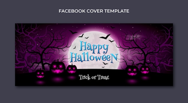 Бесплатное векторное изображение Реалистичный шаблон обложки для социальных сетей на хэллоуин