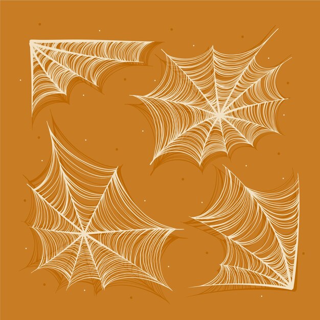 Realistic halloween spider webs collection