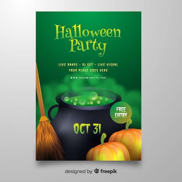 Realistic halloween toxic gas from melting pot poster