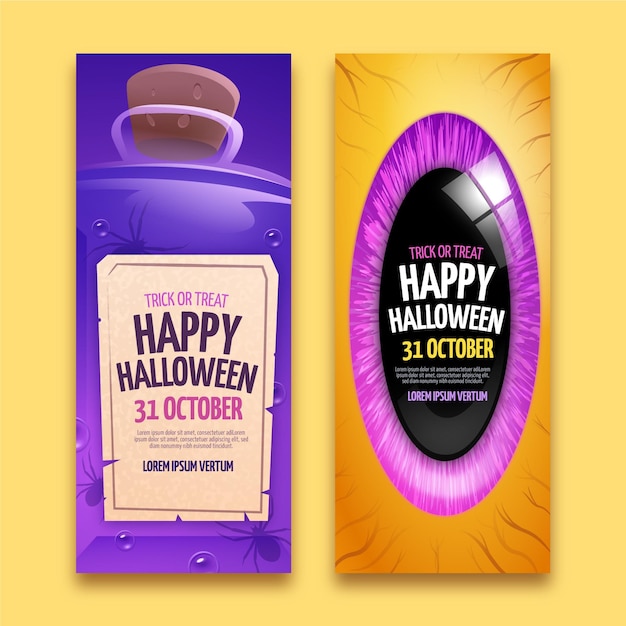 Set di banner verticali realistici di halloween