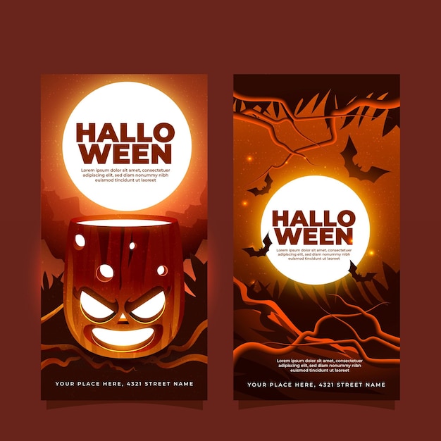 Set di banner verticali realistici di halloween