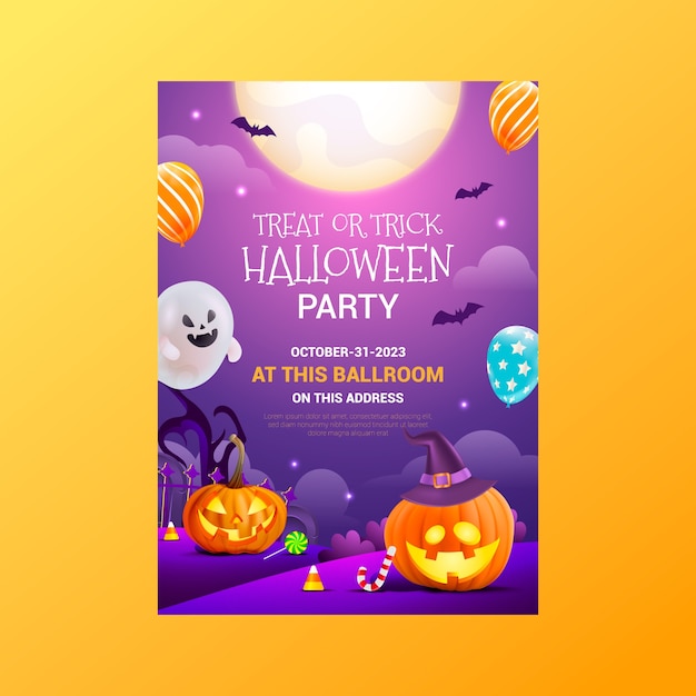 Free vector realistic halloween vertical flyer template