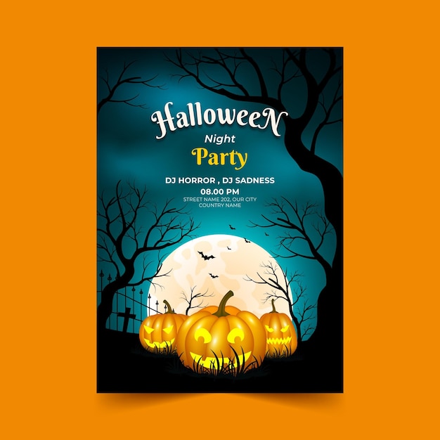 Free vector realistic halloween vertical poster template