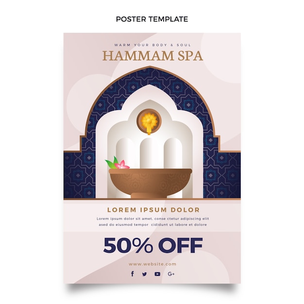 Realistic hammam poster template