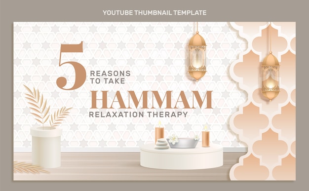 Free vector realistic hammam youtube thumbnail