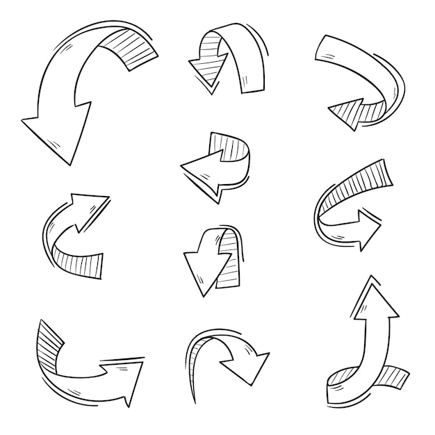 Free vector realistic hand drawn arrow collection