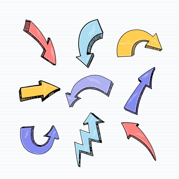 Free Vector Realistic hand drawn arrow collection