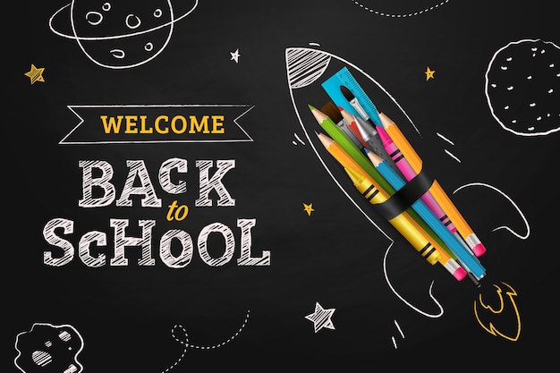 Realistic hand drawn back to school background