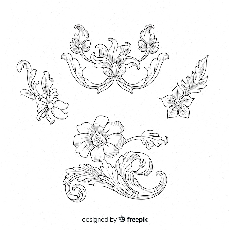 Free Vector realistic hand drawn baroque vintage flowers