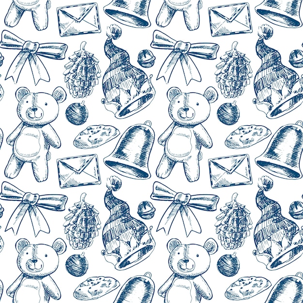 Realistic hand drawn christmas pattern